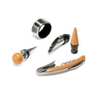 Set za vino iz lesa in kovine v škatli iz plute Moreto 94119