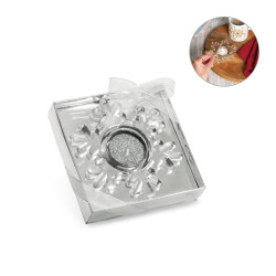 Božična svečka s steklenim svečnikom snežinka ELAINE 95836