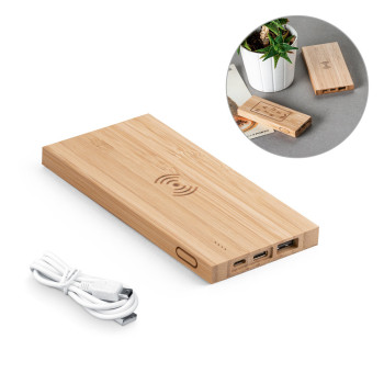 Lesena prenosna baterija 5.000mAh z brezžičnim polnilcem 5W 97909