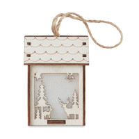 Lesena hišica - božični okrasek z lučko PONIA CX1463-40