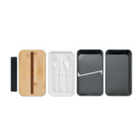 Škatla za malico - dvodelna - lesen pokrov - iz recikliranega PP WINT MO2088-03