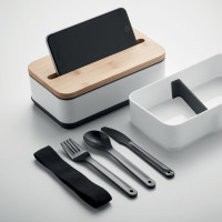 Škatla za malico - dvodelna - lesen pokrov - iz recikliranega PP WINT MO2088-06