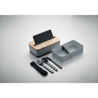 Škatla za malico - dvodelna - lesen pokrov - iz recikliranega PP WINT MO2088-20