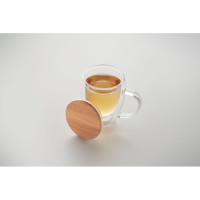 Skodelica iz borosilikata z lesenim pokrovom 350ml TIROL MO2199-22