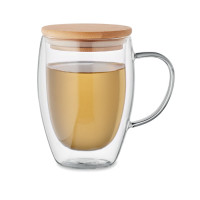 Skodelica iz borosilikata z lesenim pokrovom 350ml TIROL MO2199-22