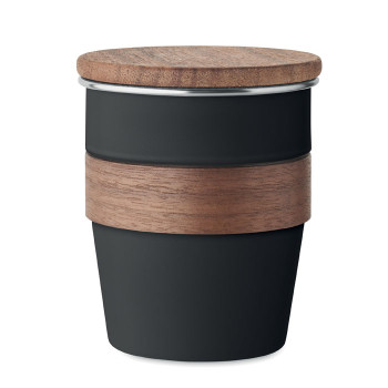 Kovinska skodelica z lesenim pokrovom 350ml WALNUT MO2322-03