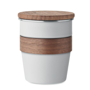Kovinska skodelica z lesenim pokrovom 350ml WALNUT MO2322-06