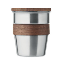 Kovinska skodelica z lesenim pokrovom 350ml WALNUT MO2322-16