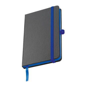 Beležka - beležnica z elastiko, robom v barvi in prostorom za pisalo A6 Rostock, modra 341104