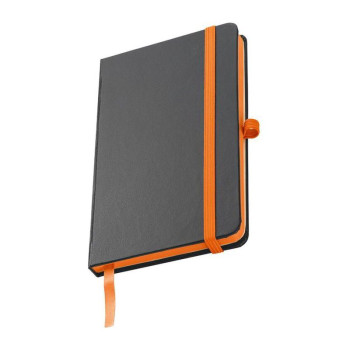 Beležka - beležnica z elastiko, robom v barvi in prostorom za pisalo A6 Rostock, oranžna 341110