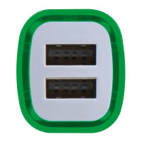 USB polnilec za telefon za avto - dvojni - obroba sveti med polnjenjem KFZ Fruit, zelena 092809