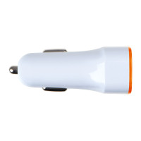 USB polnilec za v avto - dvojni - obroba sveti med polnjenjem KFZ Fruit, oranžna 092810