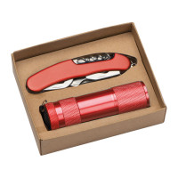 Kovinska LED (9 LED) lučka z večfunkcijskim nožem v darilni škatli Dover 337205