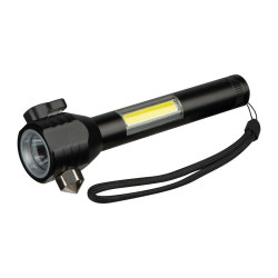 Polnilna kovinska svetilka z varnostnim kladivom Trent 500 mAh 412803