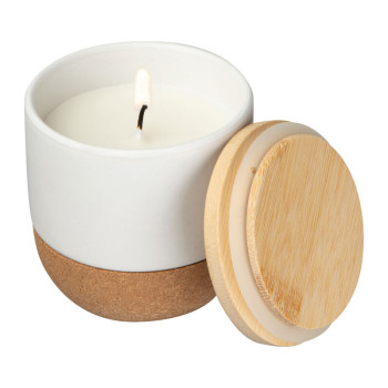 Sveča v keramične kozarcu z lesenim pokrovomBruges 424306