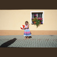 Napihljiva plažna žoga - dvobarvna 40cm Key West, rdeča 105105