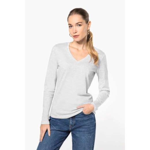 T-majica Kariban LADIES' LONG-SLEEVED V-NECK T-SHIRT KA382