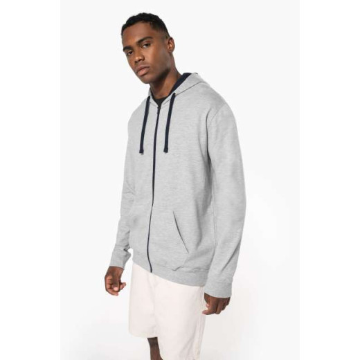 Pulover / hoodie Kariban MEN'S CONTRAST HOODED FULL ZIP SWEATSHIRT KA466