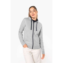 Pulover / hoodie Kariban LADIES’ CONTRAST HOODED FULL ZIP SWEATSHIRT KA467