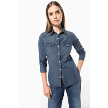 Srajca / Pulover Kariban LADIES' LONG-SLEEVED DENIM SHIRT KA518