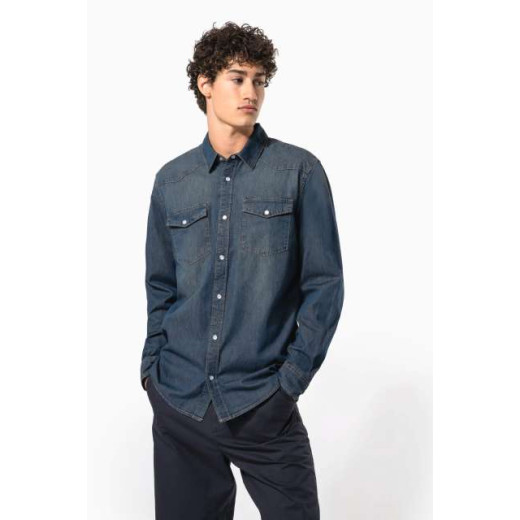 Srajca / Pulover Kariban MEN'S LONG-SLEEVED DENIM SHIRT KA519