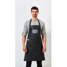 Premier 'DIVISION' WAXED LOOK DENIM BIB APRON WITH FAUX LEATHER PR136