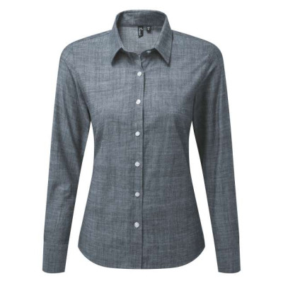 Srajca / Pulover Premier WOMEN'S COTTON SLUB CHAMBRAY LONG SLEEVE SHIRT PR345