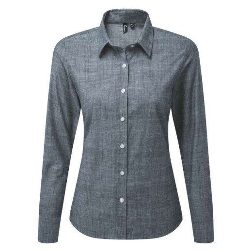 Srajca / Pulover Premier WOMEN'S COTTON SLUB CHAMBRAY LONG SLEEVE SHIRT PR345