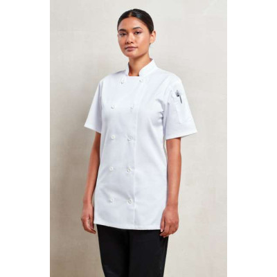 Premier WOMEN'S SHORT SLEEVE CHEF'S JACKET PR670