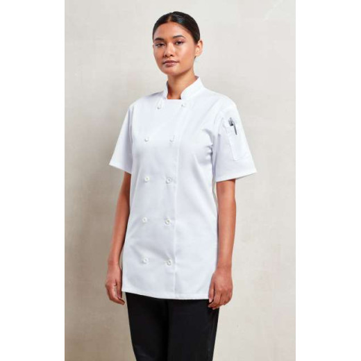 Premier WOMEN'S SHORT SLEEVE CHEF'S JACKET PR670