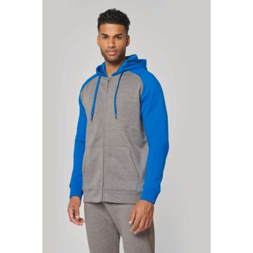 Proact UNISEX TWO-TONE ZIPPED HOODED FLEECE JACKET PA380